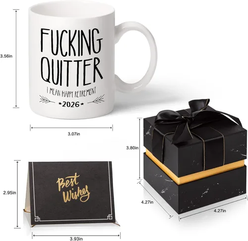 Miniatura 2 de Divertido regalo de jubilación para hombre, taza con frase “Quitter I Mean Happy Retirement”, regalo de jubilación para papá, taza de regalo