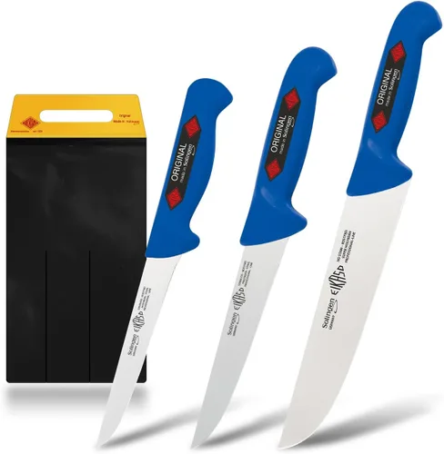 EIKASO Solingen - Juego de cuchillos para carne, 3 piezas para profesionales y uso privado (azul), fabricado en Alemania