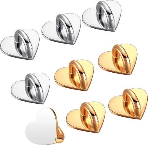 Moxweyeni 8 Piezas Anillo de Dedo para Teléfono Celular Adhesivo Metal Soporte de Agarre con Lazo Soporte Charm en Forma de Corazón Gancho para
