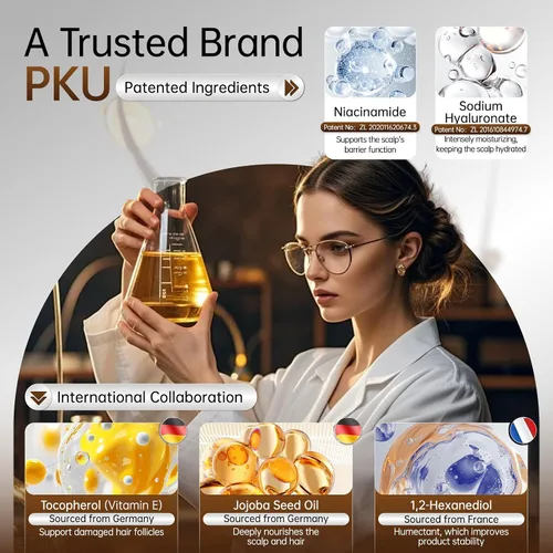 Miniatura 4 de PKU Aerosol para el crecimiento del cabello, suero capilar con biotina y aceite de romero, cuidado nutritivo del cuero cabelludo para adelgazar