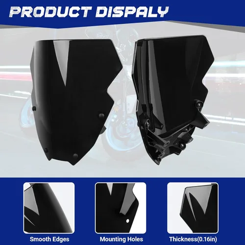 Miniatura 4 de Parabrisas de motocicleta de 12 pulgadas para MT09 MT-09/SP FZ09 2021 2022 2023 deflector de viento delantero con soporte de montaje, negro