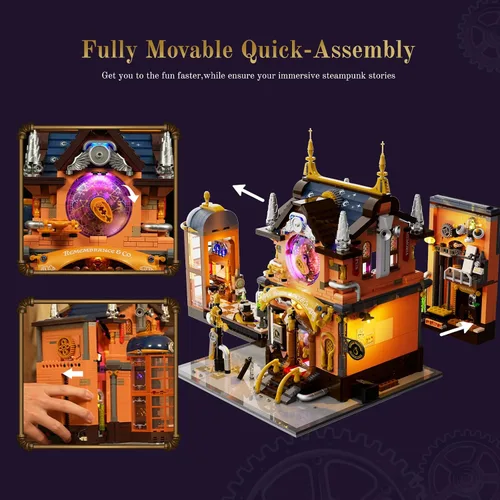 Miniatura 4 de Lumibricks Steampunk Memory Magic Shop Iluminación Juego de Construcción de Ladrillos, 2056 Piezas Juego Modular de Construcción de la Colección