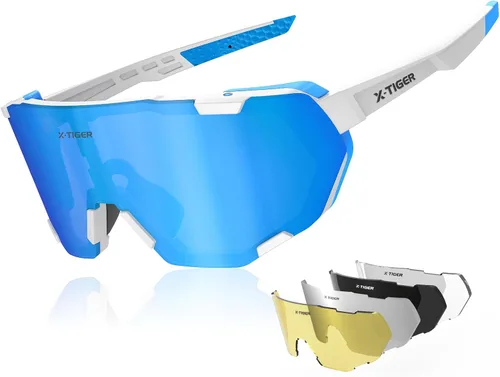 Miniatura 9 de X-TIGER Gafas de ciclismo polarizadas para hombres y mujeres, 5 lentes intercambiables UV400, gafas de sol deportivas, béisbol, correr, pescar Lente