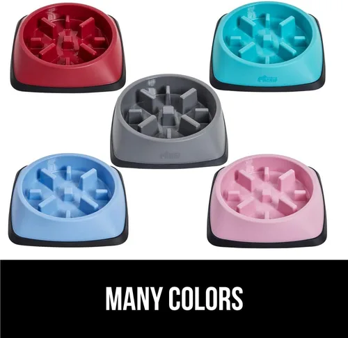 Miniatura 9 de GORILLA GRIP Cuencos para perros de alimentación lenta pendiente de patente, juguete interactivo de rompecabezas de 4 tazas para entrenamiento