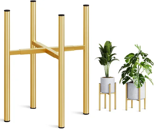 Soporte de Metal Ajustable para Plantas de Interior, Soporte Moderno de Mediados de Siglo para Macetas de Exterior de 8 a 14 Pulgadas, Resistente