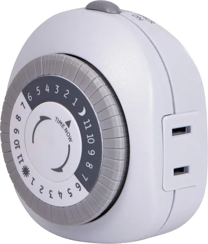 GE Temporizador mecánico básico enchufable para interiores de 24 horas, 1 temporizador de salida polarizada, intervalos de 30 minutos, ciclo diario