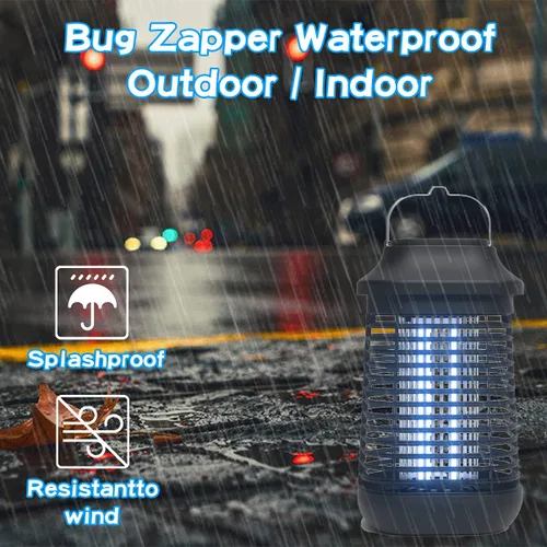 Miniatura 7 de Exterminador de insectos para exteriores/interiores, matamosquitos electrónico de alta potencia 4200 V, resistente al agua, bombilla de lámpara