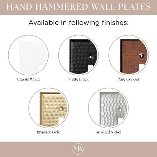 Miniatura 4 de Monarch Abode placa de pared basculante de una banda, placa de pared de cobre puro martillado a mano para un solo interruptor, cubierta decorativa