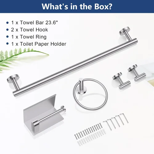 Miniatura 8 de TQKAG Juego de 5 Piezas de Soportes para Toallas de Baño de Níquel Cepillado Juego de Herrajes de Baño de Acero Inoxidable Portarrollos de Papel