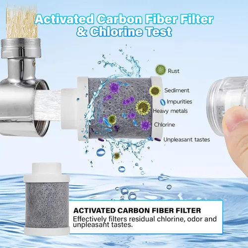 Miniatura 2 de Filtro de agua para grifo de fregadero, extensor de grifo giratorio de 1080°, elimina el cloro, el sabor, el olor, alivia más del 99% la piel seca