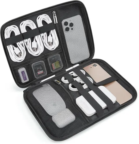 BAGSMART Estuche Organizador de Electrónica para Viaje para Tabletas de 10.2 Pulgadas, Bolsa de Techo Esencial para Banco de Energía, Tarjetas SD,