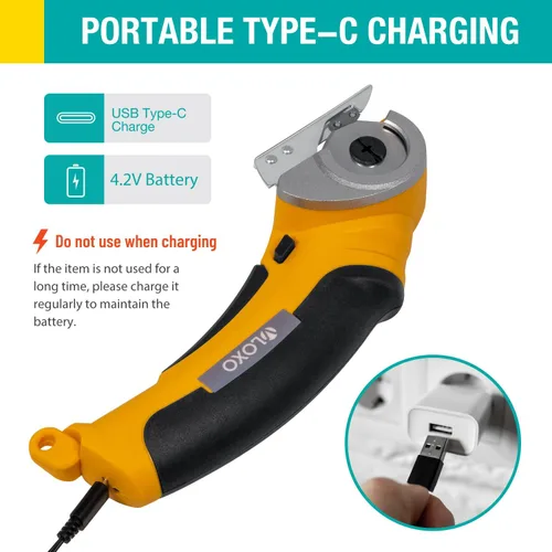 Miniatura 7 de VLOXO Tijeras eléctricas inalámbricas, cortador de caja eléctrico con bloqueo de seguridad, cortador de cartón de 4.2 V, herramientas de corte