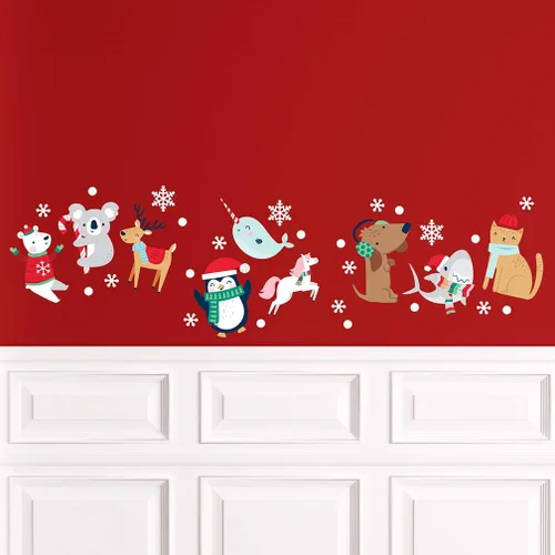 Miniatura 3 de Paper Riot Co. Calcomanías de pared de animales de nieve, lindos personajes, Navidad, vacaciones, adhesivo extraíble para aula, habitación de niños