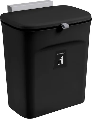 Miniatura 10 de Tiyafuro Cubo de compost de cocina de 2.4 galones para encimera o debajo del fregadero, cubo de basura pequeño colgante con tapa para armario, baño
