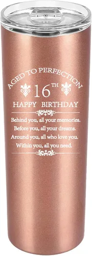 Inspiración 2009 Happy 16th Birthday Regalos para niña e hija, vaso delgado de acero inoxidable aislado al vacío de 20 onzas, regalo de aniversario