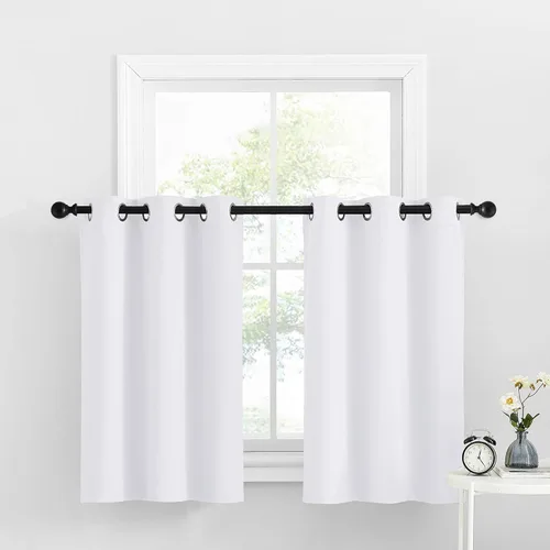 Miniatura 88 de NICETOWN Cortinas opacas de cocina para ventana sobre el fregadero, aislamiento térmico, decoración del hogar, pequeños niveles opacos con ojales