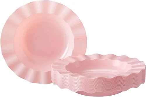 Miniatura 20 de Silver Spoons Platos de postre desechables 10 piezas Platos de plástico resistente Elegante aspecto fino de porcelana Velo, marfil