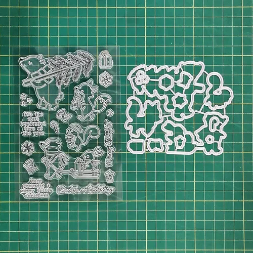 Miniatura 5 de Christmas Greetings - Juego de sellos y troqueles transparentes para hacer tarjetas, plantillas cortadas para álbumes de recortes, álbum de fotos
