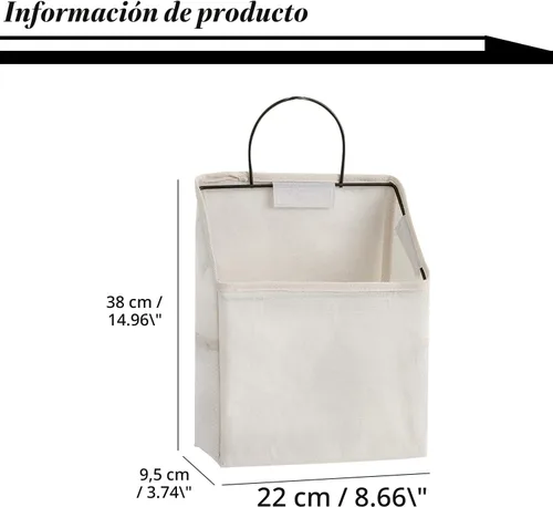 Miniatura 2 de Bolsas de almacenamiento para colgar en la pared, cesta organizadora de escritorio, cesta de almacenamiento colgante de lino y algodón para cocina