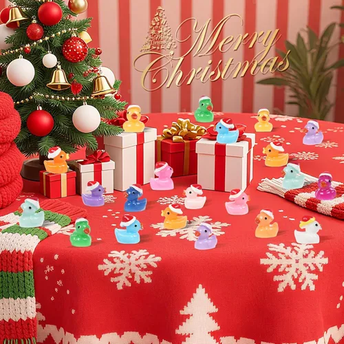 Miniatura 2 de 160 piezas de patos pequeños de Navidad con gorro de Santa, mini patos de resina, patitos pequeños de plástico para Navidad, accesorios para casa
