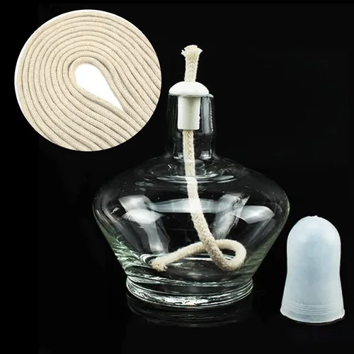 Miniatura 3 de FQTANJU Rollo de 50 pies – 1/4 pulgadas de diámetro redondo de algodón queroseno lámpara de aceite mechas quemador (50 pies por rollo)