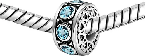 Miniatura 2 de KunBead Dijes de cuentas de plata con corazón de piedra natal para cumpleaños pulseras y collares para mujer Cristal