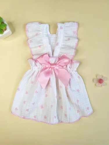 Miniatura 6 de QWINEE Vestido con estampado de corazón para perro y gato, decoración de lazo, lindo vestido de tutú para cachorro, falda tutú para chihuahua, Rosa