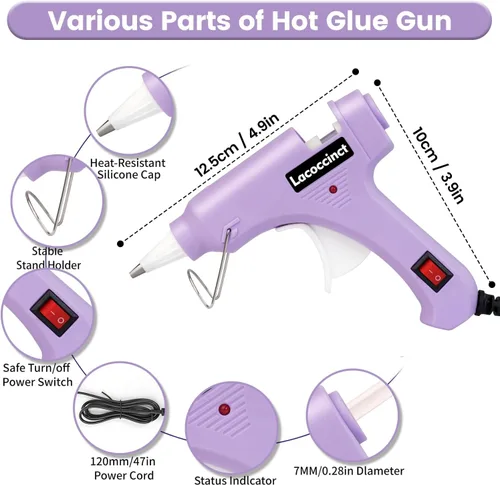 Miniatura 3 de Pistola de pegamento caliente, kit de mini pistola de pegamento caliente con 30 barras de pegamento, precalentamiento rápido para manualidades