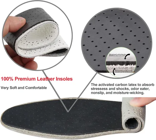 Miniatura 3 de Bellcon - Plantillas de cuero para hombres, inserciones de cuero fino para botas de hombre, almohadillas de zapatos de longitud completa con carbono