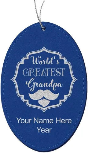 Miniatura 3 de LaserGram Personalized Christmas Ornament, World's Greatest Grandpa, Faux Leather, Custom Laser Engraved Gift Idea (Oval Shape, Gray)