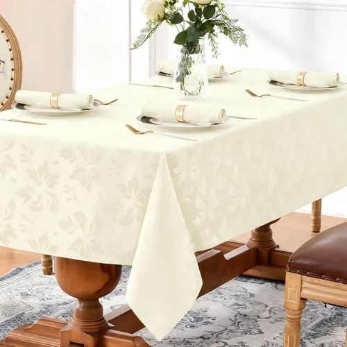 Miniatura 15 de Romanstile Mantel rectangular de jacquard de primavera, impermeable, diseño floral de damasco, manteles decorativos de tela pesada para cenas