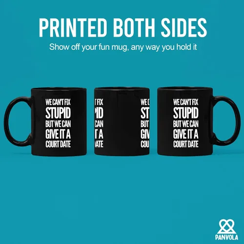 Miniatura 3 de Taza de café de cerámica con texto en inglés "We Can't Fix Stupid But We Can Give It A Court Date Lawyer, Gift To Law Estupid But We Can Give It A