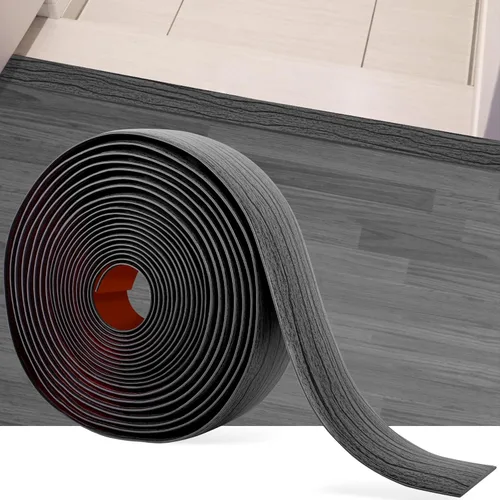 Miniatura 25 de Tira de transición de suelo de 5 pies, autoadhesiva, cubierta de vinilo, tira de transición divisora plana, diseño de grano de madera para huecos