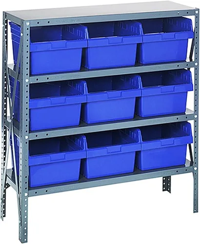 Miniatura 430 de Quantum QSBU-245BK Heavy Duty Shelving Unit with (7) Shelves and (24) QUS245 Black Bins for Garage Warehouse Storage Distribution 400 lb Load