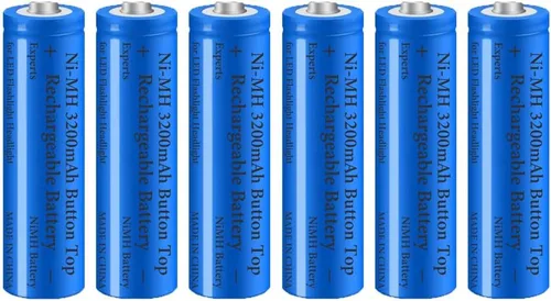 Miniatura 8 de Paquete de 2 baterías Ni-MH recargables de 3200 mAh, baterías NiMH con botón superior, batería de alta capacidad para linterna LED, faro, cámara