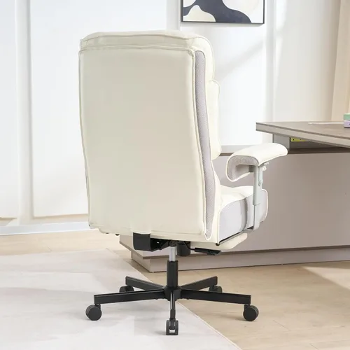 Miniatura 6 de Silla de oficina grande y alta con reposapiés, capacidad de 500 libras, respaldo alto, silla de oficina ejecutiva, silla de oficina ejecutiva Blanco