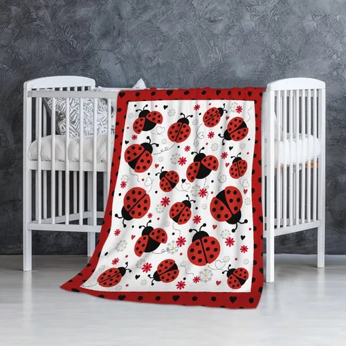 Miniatura 3 de Manta de franela de mariquita para regalo, ultra suave y acogedora, manta de forro polar ligera y mullida, manta de felpa cálida para sofá, cama, 30