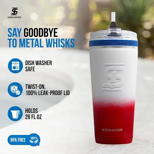 Miniatura 4 de Ice Shaker Vaso de 26 onzas, botella de agua aislada con popote, botella de acero inoxidable, como se ve en Shark Tank, botella de agua con pajita