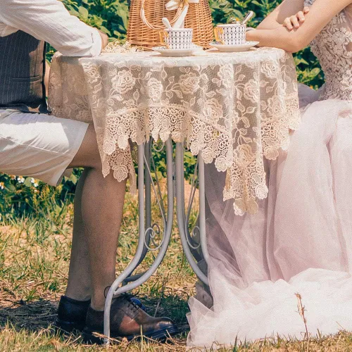 Miniatura 3 de ARTABLE Mantel rectangular pequeño de encaje de macramé, mantel vintage bordado oblongo, para banquete de boda, vacaciones, mesas largas de comedor
