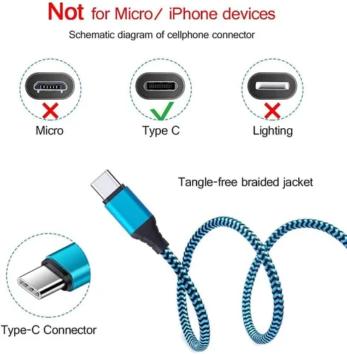 Miniatura 5 de Cargador USB tipo C enchufe de doble puerto cargador de pared rápido bloque de carga de teléfono con 2 cables C de 6 pies para Samsung Galaxy S26