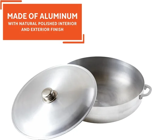 Miniatura 3 de IMUSA Caldero tradicional de aluminio pulido (horno holandés) con tapa, 6.9 cuartos, aluminio pulido