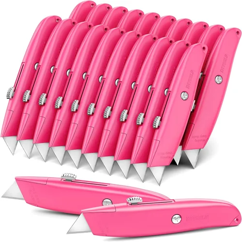 Miniatura 24 de DIYSELF Paquete de 2 cuchillos utilitarios, cortador retráctil, resistente (naranja)
