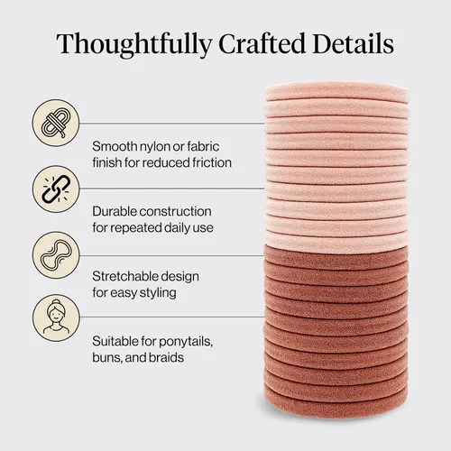 Miniatura 4 de Kitsch Lazos de nailon para el cabello sin daños, bandas elásticas para el cabello para una sujeción fuerte durante todo el día, soportes para cola