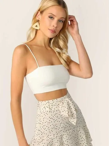 Miniatura 4 de Verdusa Camiseta corta sin mangas con tirantes delgados para mujer