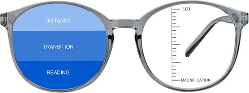 Miniatura 8 de Gafas presbíopicas multifocales progresivas redondas vintage, gafas de luz anti-azul., Negro