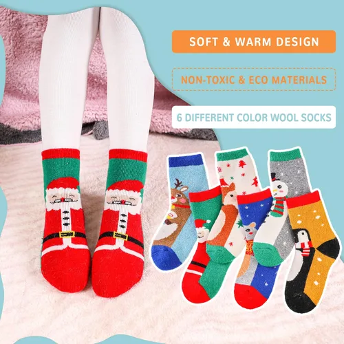 Miniatura 3 de Eocom 6 pares de calcetines de invierno cálidos de lana para niños y niñas