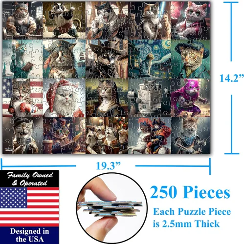 Miniatura 2 de Think2Master Funny Cats - Rompecabezas de 250 piezas con conmovedores gatitos y gatos. Divertido rompecabezas para adolescentes, adultos y personas