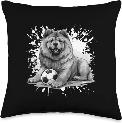 Dog Sports Team Inc Chow Dog Soccer Team Animal Sports Throw Pillow, 16x16, Multicolor