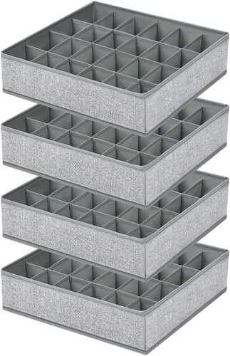 Miniatura 10 de Paquete de 4 organizadores de calcetines, divisor grande para cajones de calcetines, almacenamiento de ropa interior, 24 celdas, organizadores
