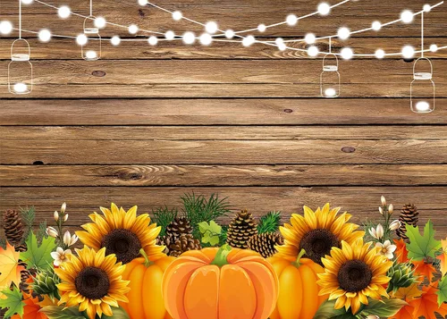 Miniatura 4 de LB Telones de fondo de Acción de Gracias para fotografía, cosecha, calabaza, girasoles de pino, madera rústica, fondo de fotos, pancarta de fiesta